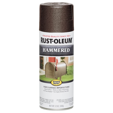 Rust-Oleum Rust Preventative Spray Paint, Brown, Hammered, Solvent, 12 Oz 210880